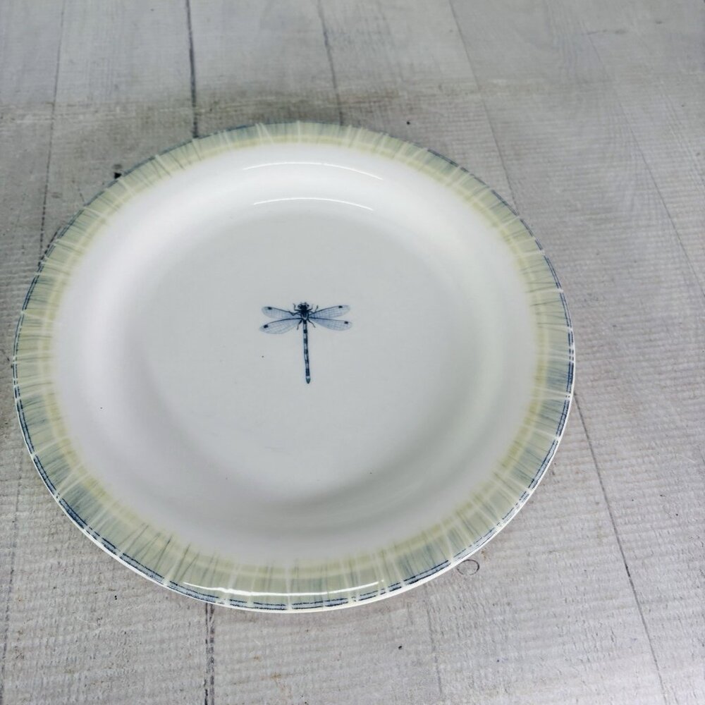 Portmeirion LAKESIDE Dragonfly Blue Green Yellow 9 1/8 Lunch Salad Plates Set 4 - Picture 6 of 16